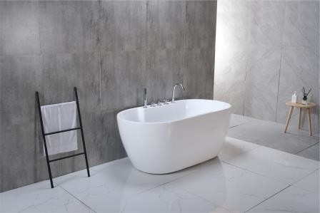 1200mm Ovale douche badkuip Centrum Toe Tap Drain Kleur Matched Vrijstaande luchtbollenbad