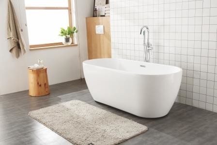 1200mm Ovale douche badkuip Centrum Toe Tap Drain Kleur Matched Vrijstaande luchtbollenbad