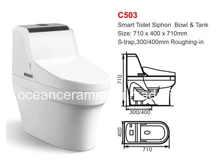 Een stuk 710 x 400 x 710 mm Smart Toilet Wall Hang Standing Intelligent Toilet Seat