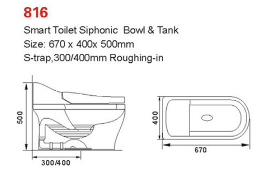 670 X 400 X 500 mm Smart Wall Hang Toilet Intelligent Sifonisch Wandmontage Smart Toilet