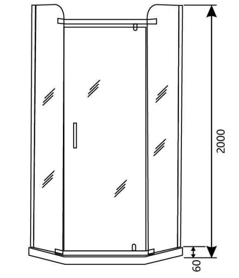 3/8in Dikte Grist Patroon Glas Douche Cubicles Diversified Pivot Door Douche Behuizing