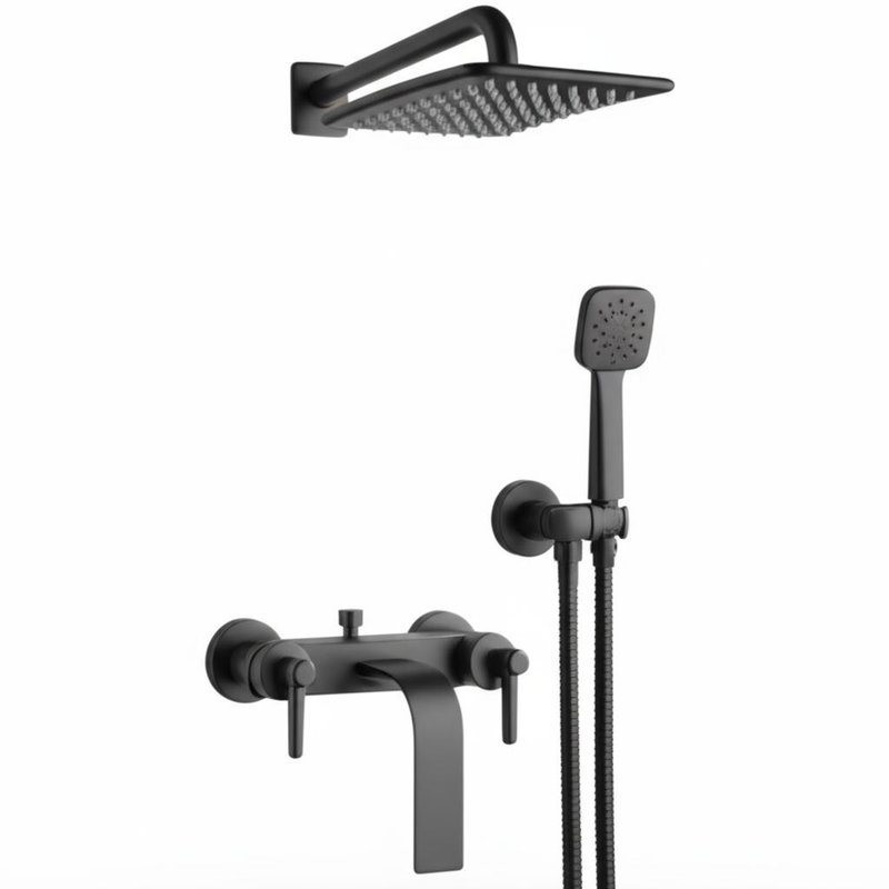 Messing Slim Profiel Douche kraan Set Magnetische Docking Handheld met makkelijk schoon te maken siliconen sproeiers