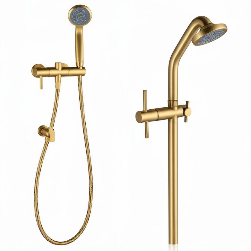Gunmetal blootgestelde douchekolomset met multifunctionele omstelkraan en messing handdouche bundelpakket