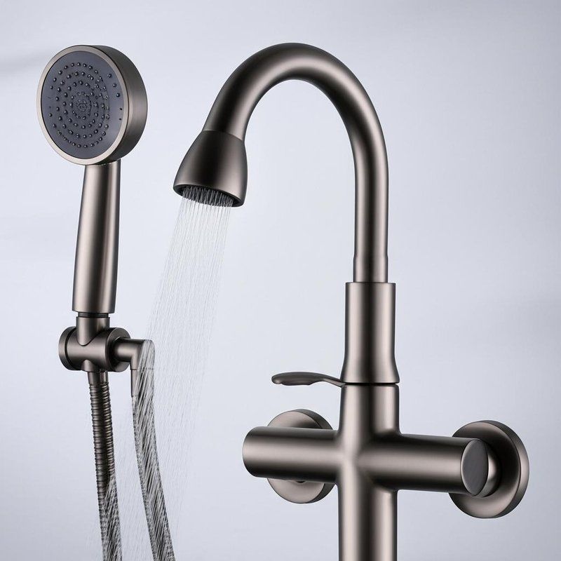 Witte, moderne, aan de muur gemonteerde douche kraan, dubbelbesturingsdiverter met 4-functiehandspray