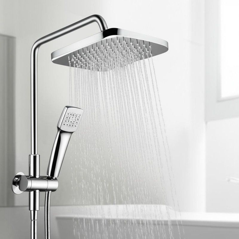 Witte, moderne, aan de muur gemonteerde douche kraan, dubbelbesturingsdiverter met 4-functiehandspray