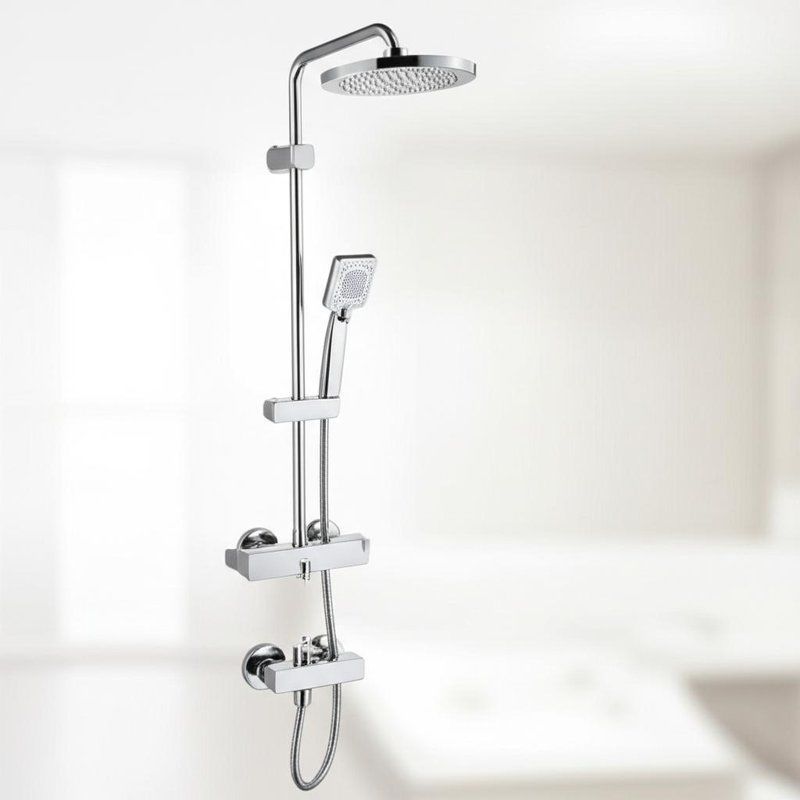 Chroom Messing Thermostatische Douche Kraan Combo Anti-Scald Bescherming met Multi-Function Handheld Spray