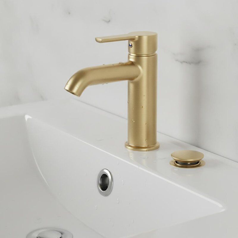 Single Lever Brass Basin Mixer Tap Brushed Brass Finish met Click Clack Pop Up Waste Set Deck Mounted